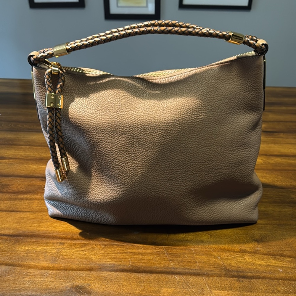 MICHAEL KORS COLLECTION Skorpios LARGE Leather Shoulder Bag Tan Brown orig. $795